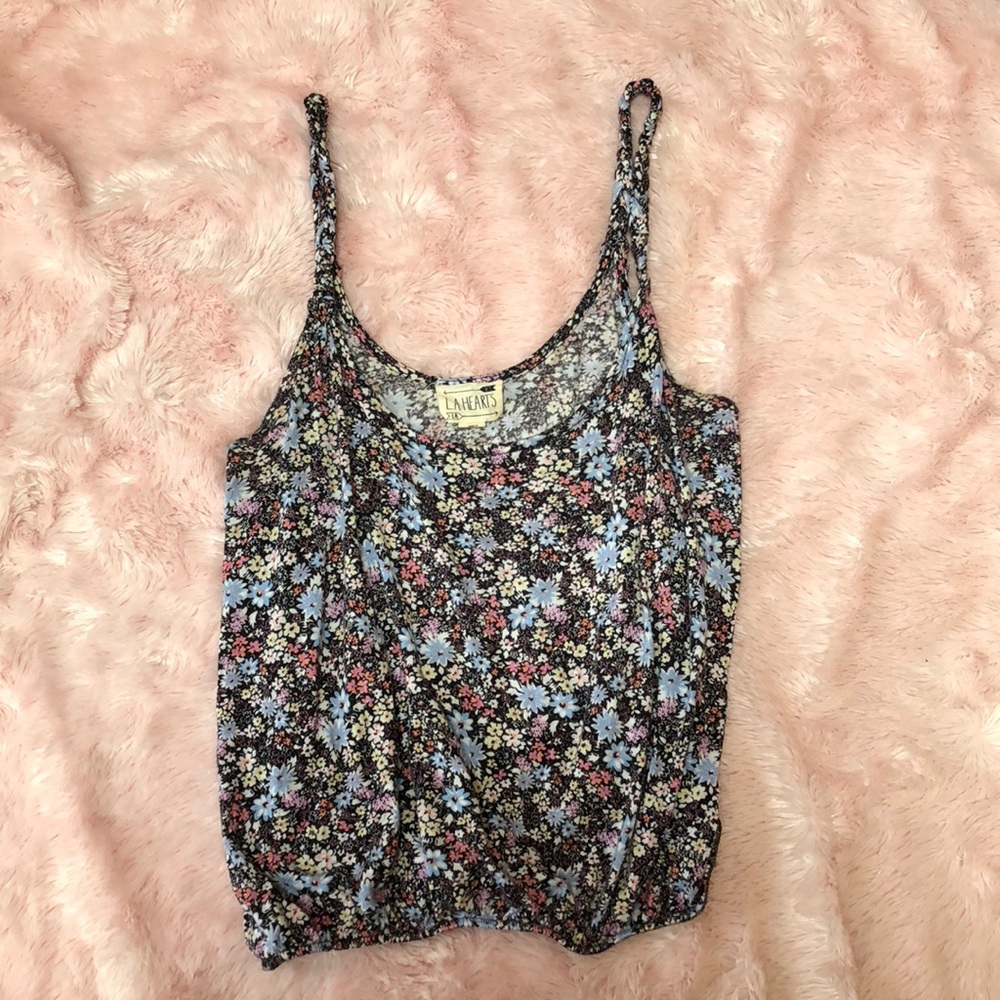 Floral LA Hearts Spaghetti Tank Top